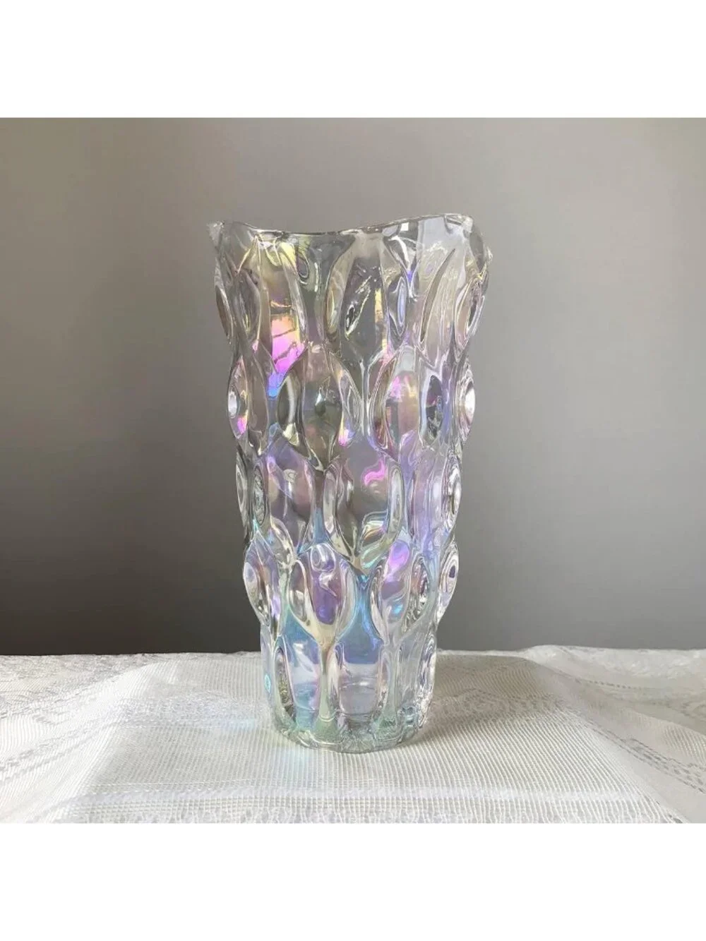 9.5 Inch Sparkle Heavy Glass Flower Vase Bohemian Style Centerpieces Home Deco